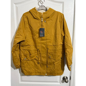 Women's VANGULL Mustard Utility Jacket with Cream Faux Fur Lining Size L